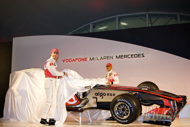 Jenson Button (GBR), Lewis Hamilton (GBR), McLaren MP4-25 Launch, Newbury, GB, Vodafone, Mercedes