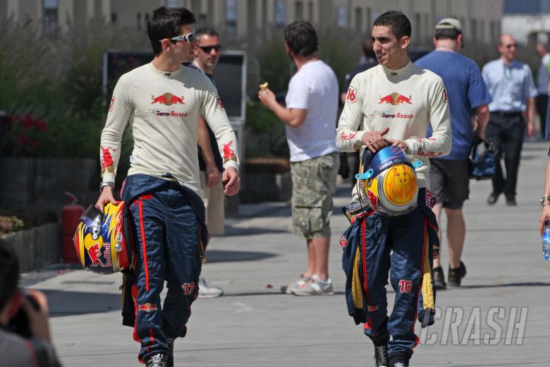 Jaime Alguersuari (ESP) Scuderia Toro Rosso STR5 &amp; Sebastien Buemi (SUI) Scuderia Toro Rosso STR