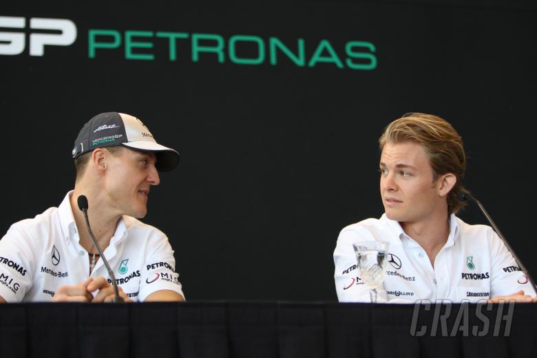 Michael Schumacher, Mercedes GP MGP W01 &amp; Nico Rosberg (GER) Mercedes GP MGP W01