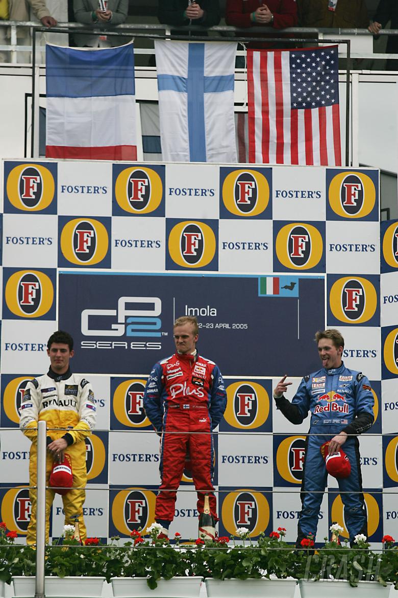 Scott Speed finds time to be irreverant during the first ever GP2 podium ceremony