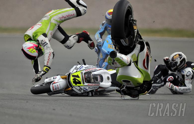 De Puniet and Espargaro crash, German MotoGP 2010. Photo courtesy of LCR Honda
