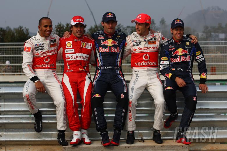 Thursday, The five Championship contenders line up for a photo: Lewis Hamilton (GBR), McLaren Merce