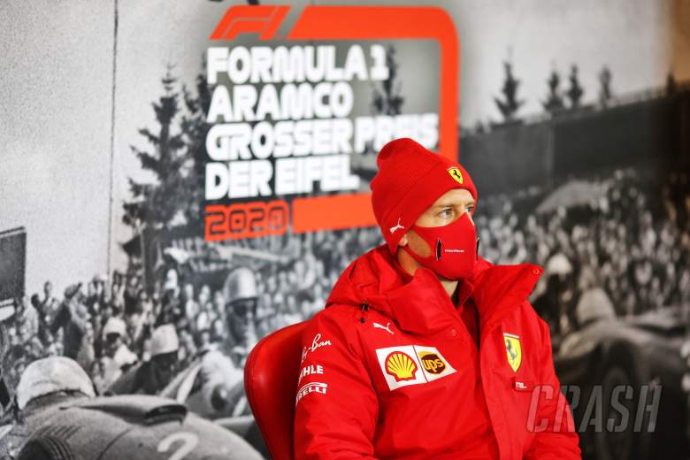 Sebastian Vettel (GER) Ferrari in the FIA Press Conference.