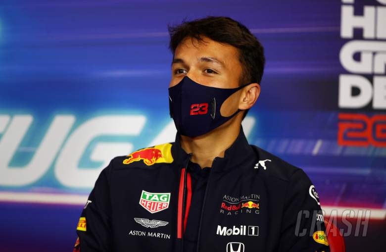 Alexander Albon (THA) Red Bull Racing in the FIA Press Conference.