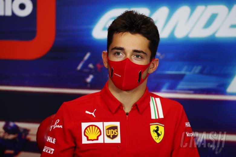Charles Leclerc (MON) Ferrari in the FIA Press Conference.