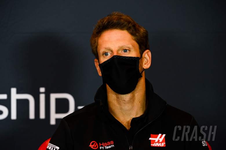 Romain Grosjean (FRA) Haas F1 Team in the FIA Press Conference.