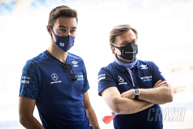 George Russell (GBR) Williams Racing with Jost Capito (GER) Williams Racing Chief Executive Officer.