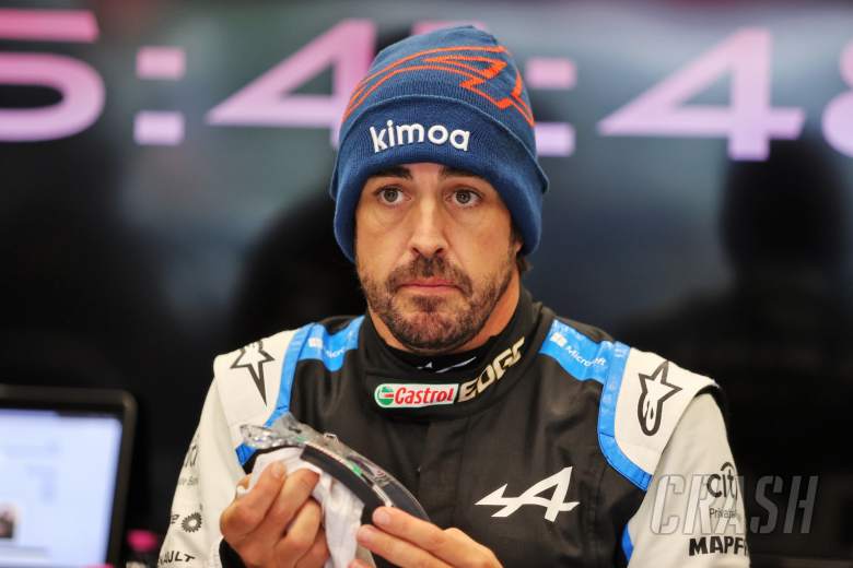 Fernando Alonso (ESP) Alpine F1 Team in the pits as the race is suspended.