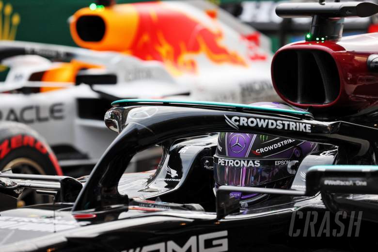 Fastest in qualifying Lewis Hamilton (GBR) Mercedes AMG F1 W12 in qualifying parc ferme.