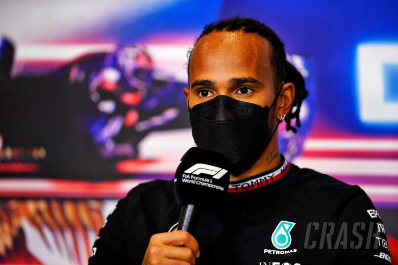 Lewis Hamilton (GBR) Mercedes AMG F1 in the post race FIA Press Conference.