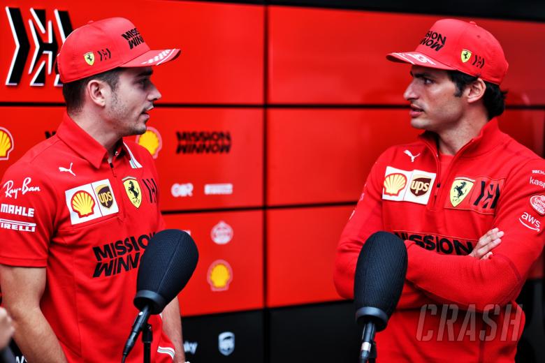 (L to R): Charles Leclerc (MON) Ferrari with team mate Carlos Sainz Jr (ESP) Ferrari.