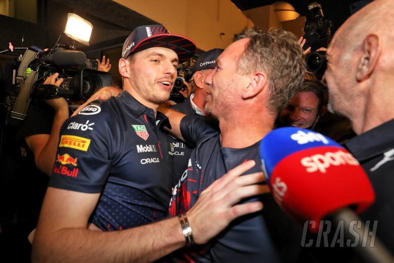 Race winner and World Champion Max Verstappen (NLD) Red Bull Racing celebrates with Christian Horner (GBR) Red Bull Racing Team Principal.