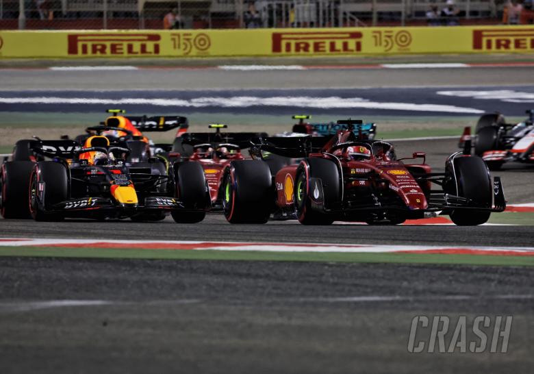 Charles Leclerc (MON) Ferrari F1-75 leads at the start of the race.