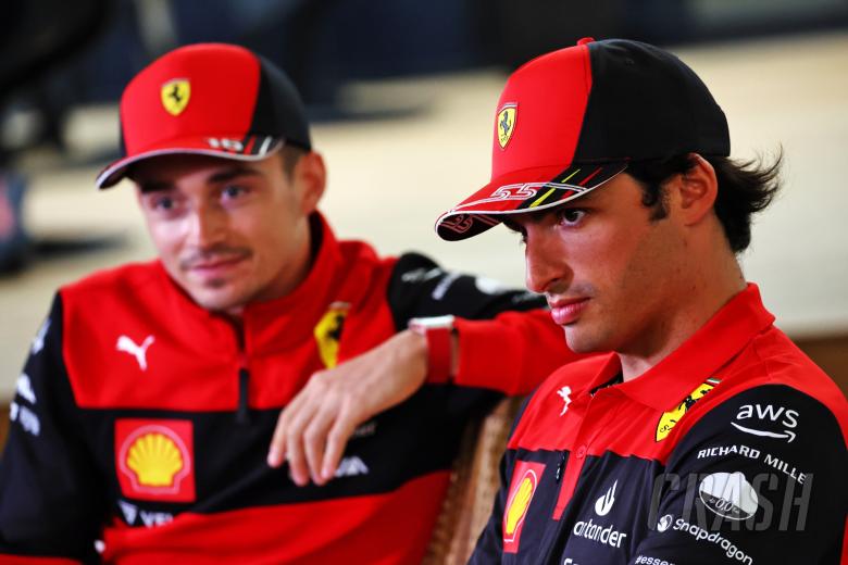 Carlos Sainz Jr (ESP) Ferrari with team mate Charles Leclerc (MON) Ferrari.