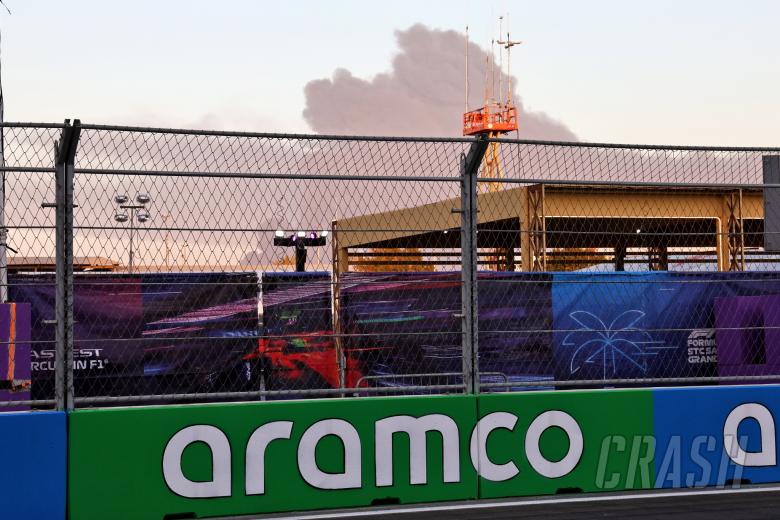 Circuit atmosphere - smoke from a missile strike on an Aramco oil facility.