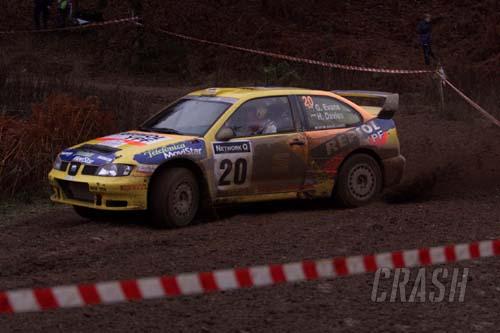 Gwyndaf Evans retires from Rally of Great Britain.