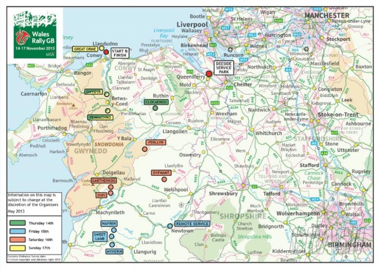 Wales Rally GB 2013 route in detail