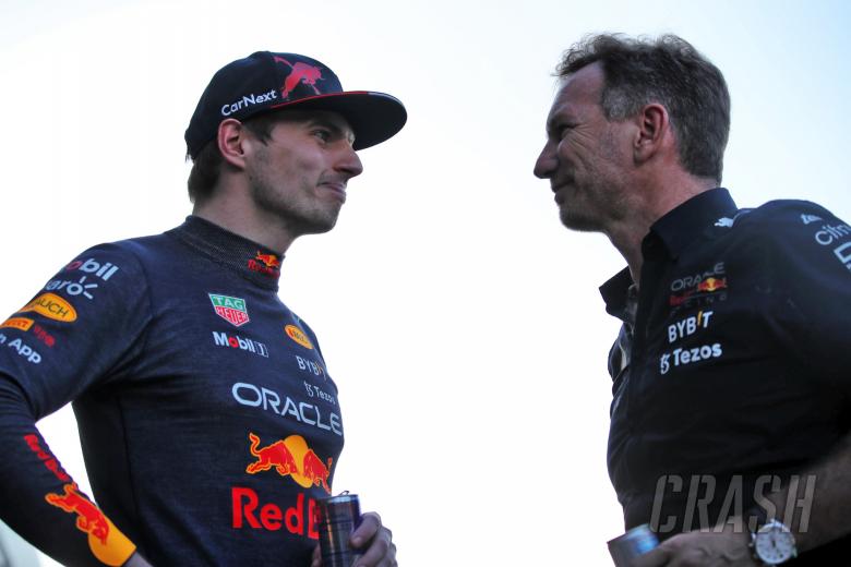 (L to R): race winner Max Verstappen (NLD) Red Bull Racing with Christian Horner (GBR) Red Bull Racing Team Principal.

