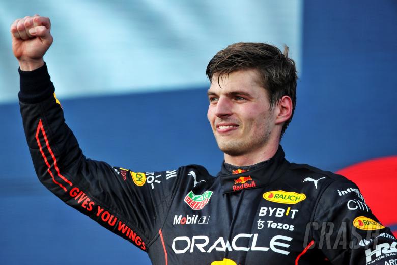 Race winner Max Verstappen (NLD) Red Bull Racing celebrates on the podium. Formula 1 World Championship, Rd 5, Miami Grand