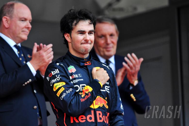 Race winner Sergio Perez (MEX) Red Bull Racing celebrates on the podium. Formula 1 World Championship, Rd 7, Monaco Grand