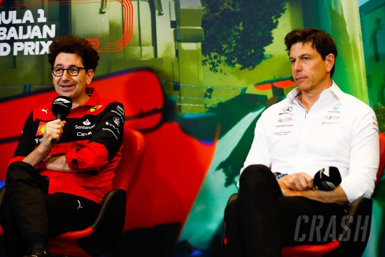 (L to R): Mattia Binotto (ITA) Ferrari Team Principal and Toto Wolff (GER) Mercedes AMG F1 Shareholder and Executive