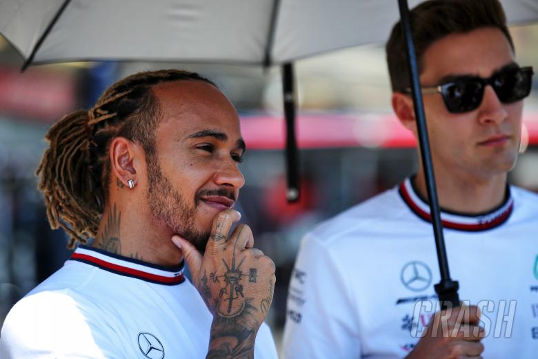 (L to R): Lewis Hamilton (GBR) Mercedes AMG F1 with team mate George Russell (GBR) Mercedes AMG F1. Formula 1 World