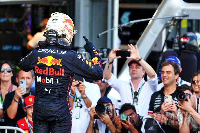 Race winner Max Verstappen (NLD) Red Bull Racing celebrates in parc ferme. Formula 1 World Championship, Rd 8, Azerbaijan