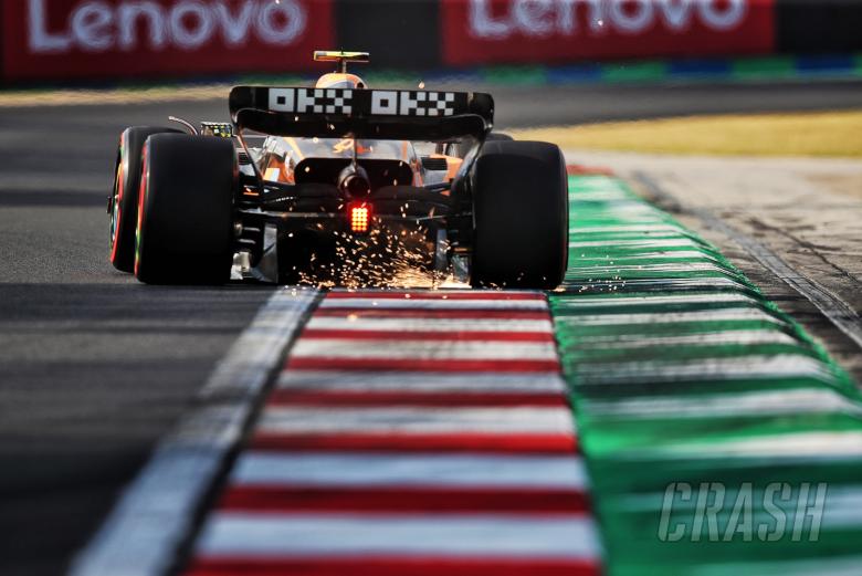 Lando Norris (GBR) McLaren MCL36 sends sparks flying. Formula 1 World Championship, Rd 13, Hungarian Grand Prix, Budapest,