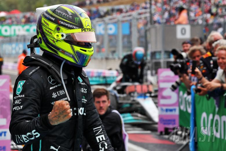 Lewis Hamilton (GBR) Mercedes AMG F1 celebrates his second position in parc ferme. Formula 1 World Championship, Rd 13,