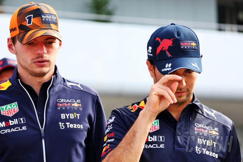 (L to R): Max Verstappen (NLD) Red Bull Racing with team mate Sergio Perez (MEX) Red Bull Racing. Formula 1 World