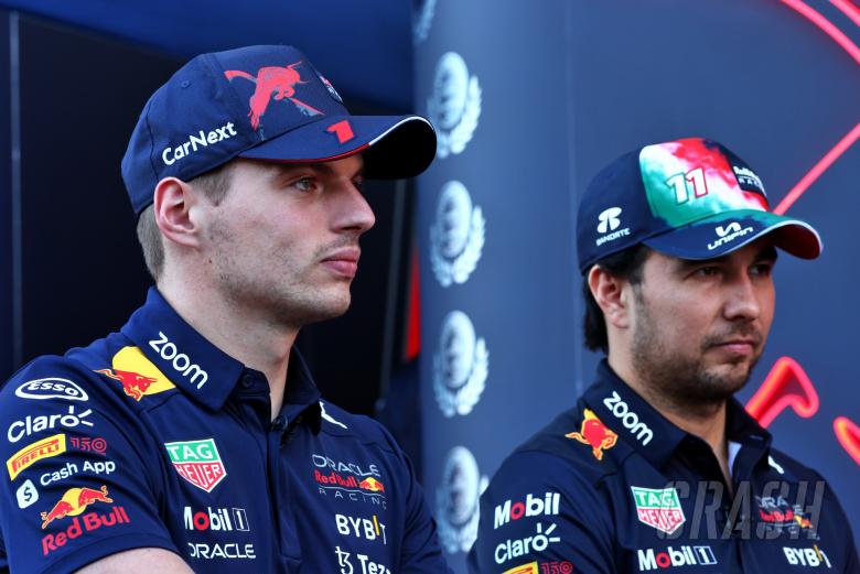 (L to R): Max Verstappen (NLD) Red Bull Racing and team mate Sergio Perez (MEX) Red Bull Racing. Formula 1 World