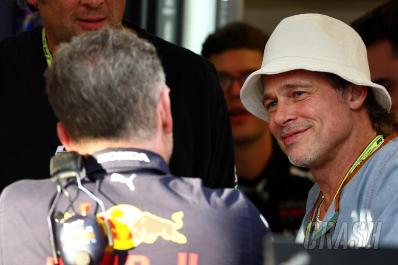 Brad Pitt (USA) Actor with Christian Horner (GBR) Red Bull Racing Team Principal. Formula 1 World Championship, Rd 19,