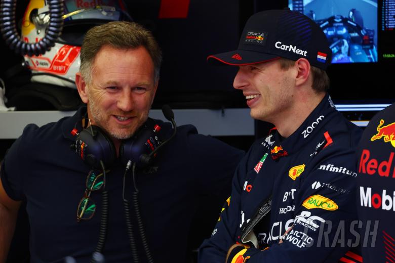 (L to R): Christian Horner (GBR) Red Bull Racing Team Principal with Max Verstappen (NLD) Red Bull Racing. Formula 1