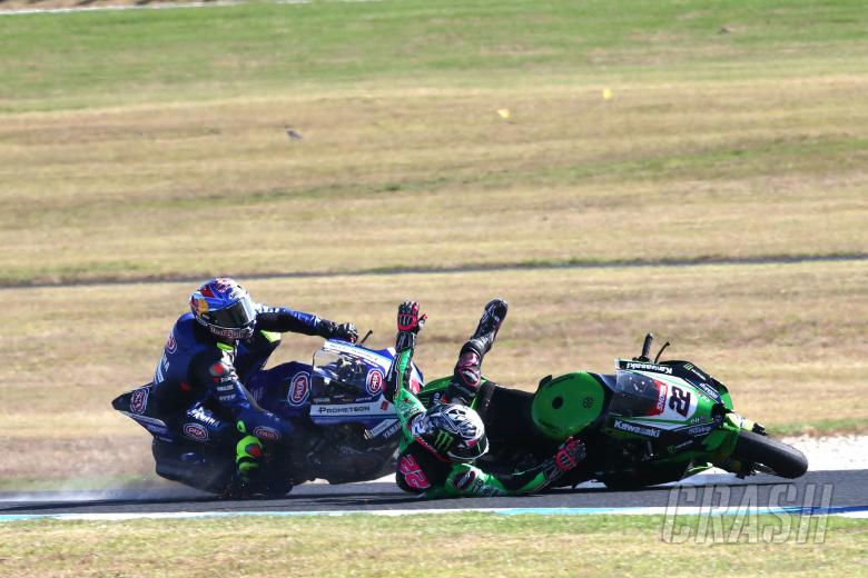 Alex Lowes and Toprak Razgatlioglu crash, race 2 Australian WorldSBK, 27 February