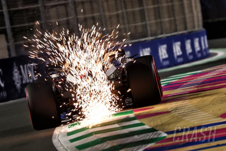 Kevin Magnussen (DEN) Haas VF-23 sends sparks flying. Formula 1 World Championship, Rd 2, Saudi Arabian Grand Prix,
