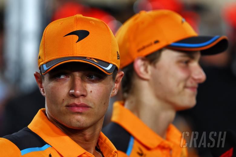 Lando Norris (GBR) McLaren and Oscar Piastri (AUS) McLaren on the drivers&#039; parade. Formula 1 World Championship, Rd 18,