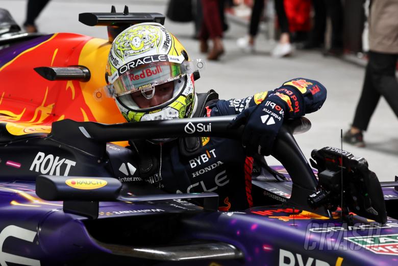 Max Verstappen (NLD) Red Bull Racing RB19 in qualifying parc ferme. Formula 1 World Championship, Rd 22, Las Vegas Grand