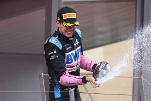 Esteban Ocon (FRA) Alpine F1 Team celebrates his third position on the podium. Formula 1 World Championship, Rd 7, Monaco