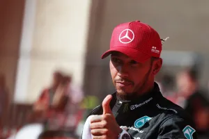 Lewis Hamilton (GBR) Mercedes AMG F1 celebrates his second position in parc ferme. Formula 1 World Championship, Rd 19,