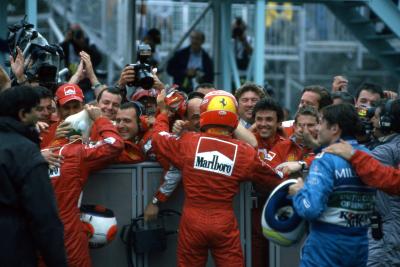 Michael Schumacher celebrates in 2000.