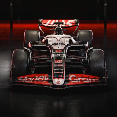 Another angle of the new Haas car for 2024.