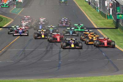 Max Verstappen leads at the start at the Australian GP