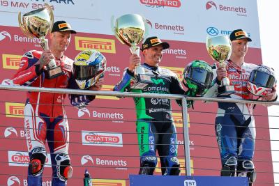 Podium, Race three, Donington park, O'Halloran, Bridewell and Kent, 19th May 2024