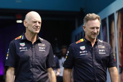 Adrian Newey and Christian Horner in the Miami paddock 