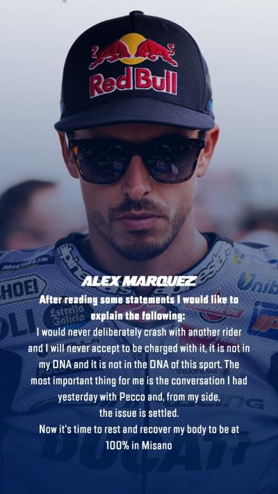 Alex Marquez statement on Instagram @alexmarquez73