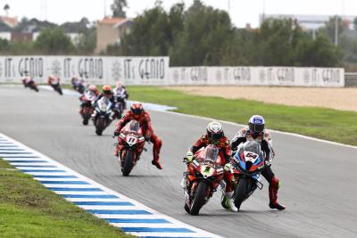 Alvaro Bautista, Toprak Razgatlioglu, 2024 Estoril WorldSBK. Credit: Gold and Goose.