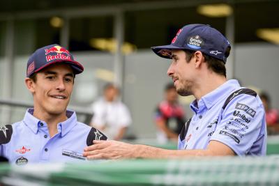 Marc Marquez, Alex Marquez talk at the 2024 MotoGP Thai Grand Prix. Credit: Gold and Goose.