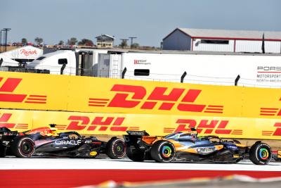 Lando Norris and Max Verstappen do battle in the US GP 