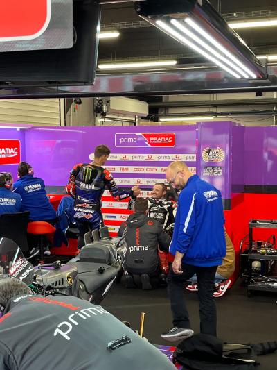 Fabio Quartararo, Jack Miller, 2024 MotoGP Barcelona Test, Pramac pit box.