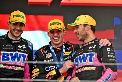 Esteban Ocon, Max Verstappen and Pierre Gasly